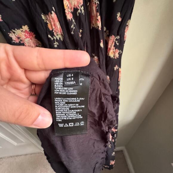 Free People Sea Glass Midi Dress Sweetheart Neckline Handkerchief Hem Boho - Picture 7 of 11